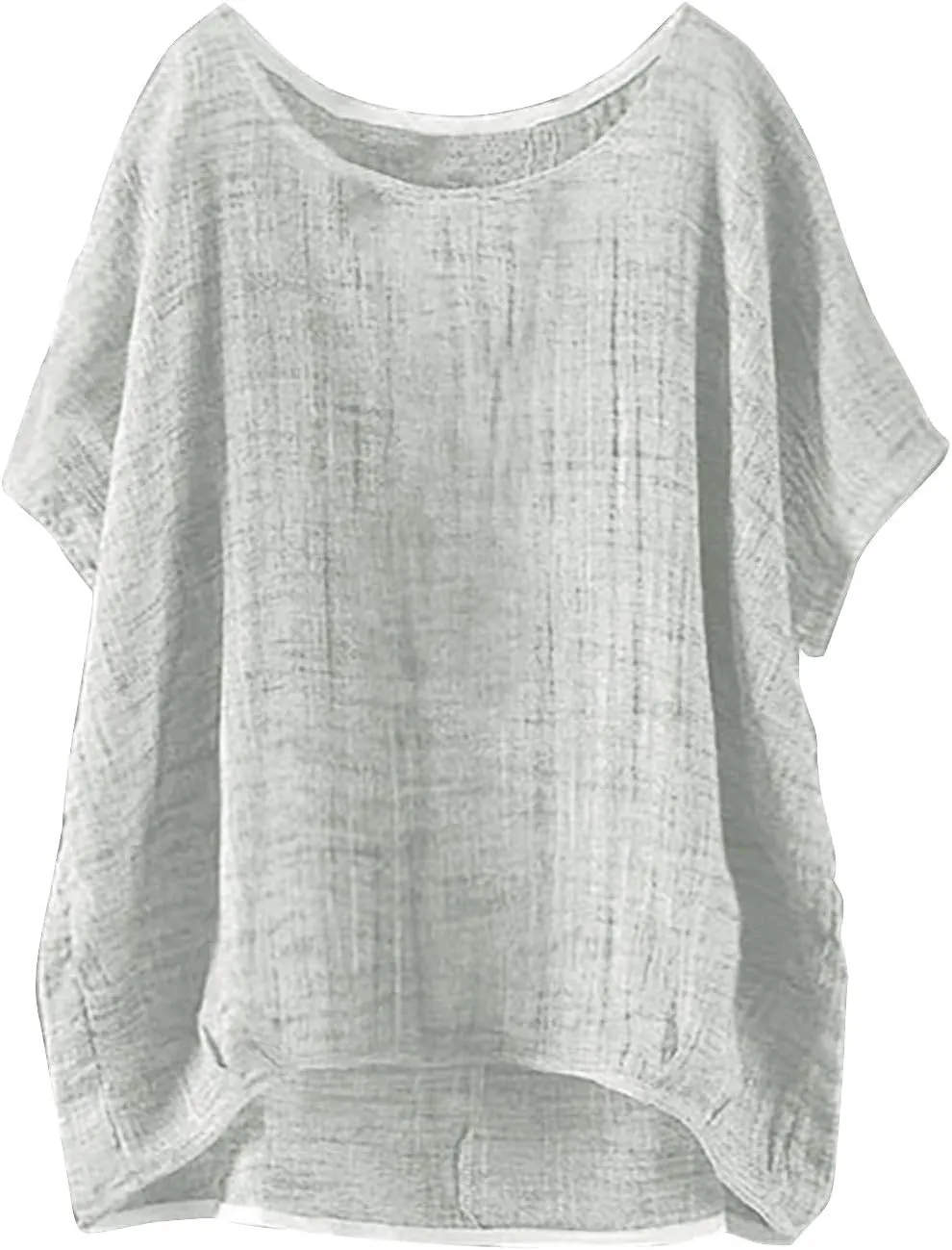 Linen Shirts for Women Summer 2025 Trendy Plus Size Crewneck Short Sleeve Cute Tops Casual Loose Fit Comfy Blouses