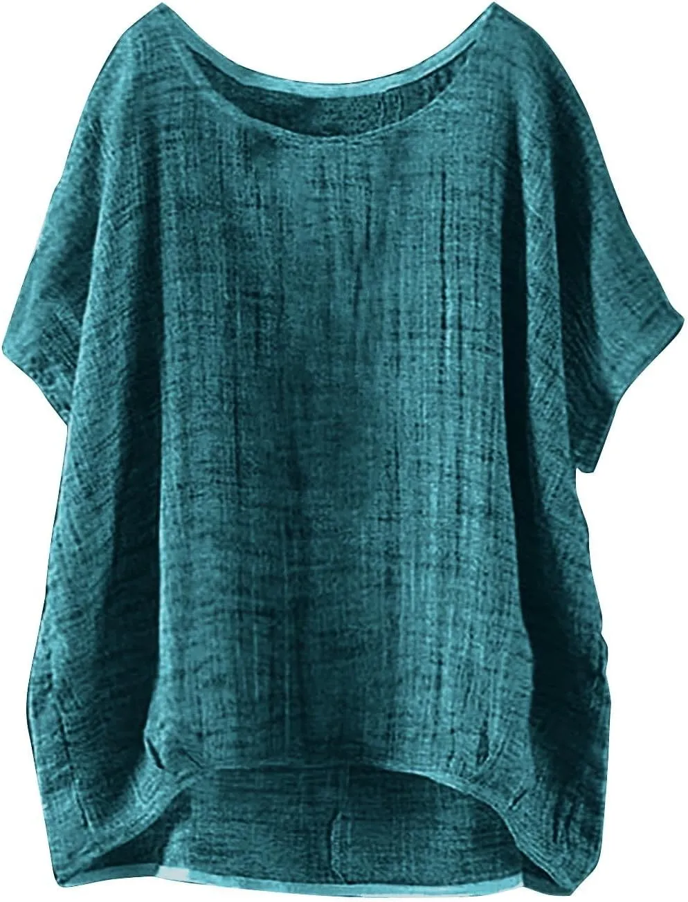 Linen Shirts for Women Summer 2025 Trendy Plus Size Crewneck Short Sleeve Cute Tops Casual Loose Fit Comfy Blouses