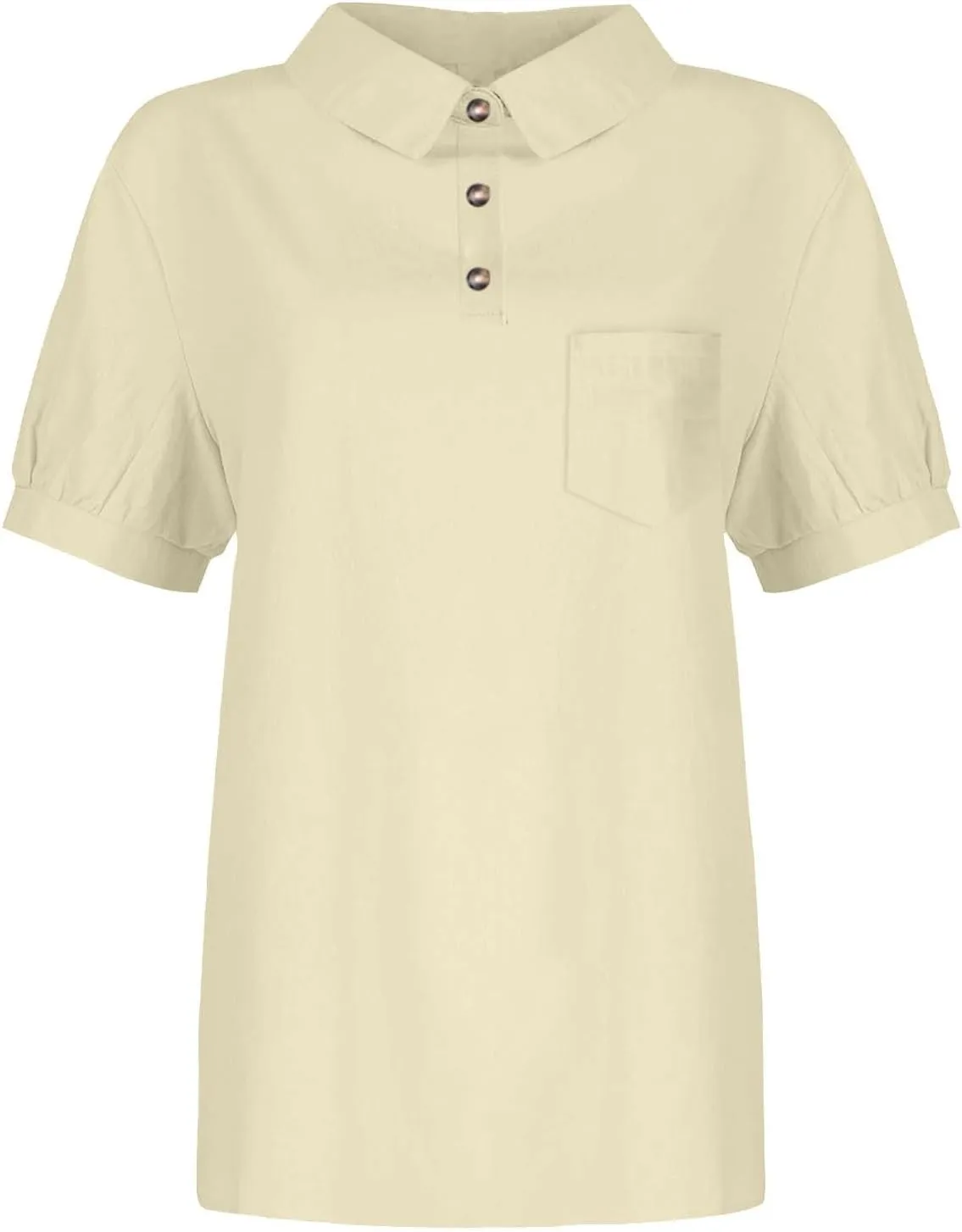 Linen Shirts for Women Summer Lightweight Short Sleeve Tunic Tshirts Cute Collared Tops Business Work Casual Blouses