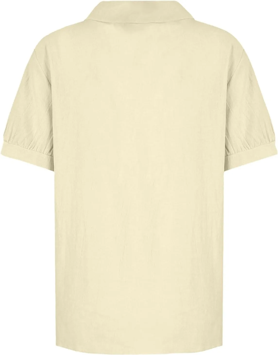 Linen Shirts for Women Summer Lightweight Short Sleeve Tunic Tshirts Cute Collared Tops Business Work Casual Blouses