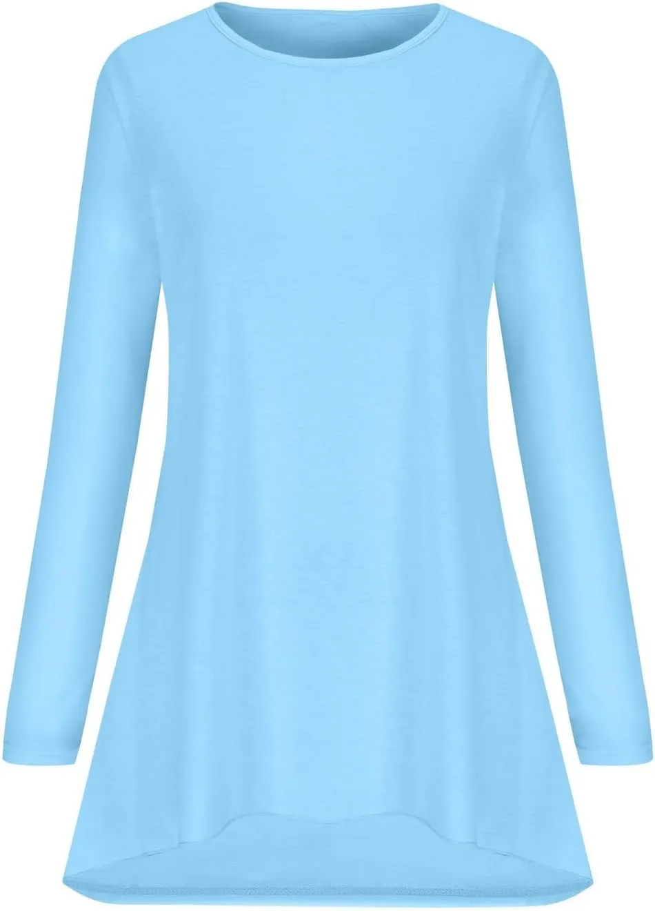 Long Sleeve Tunic Tops for Women Plus Size Round Neck Flowy Asymmetrical Hem Pullover T Shirts Blouse for Leggings