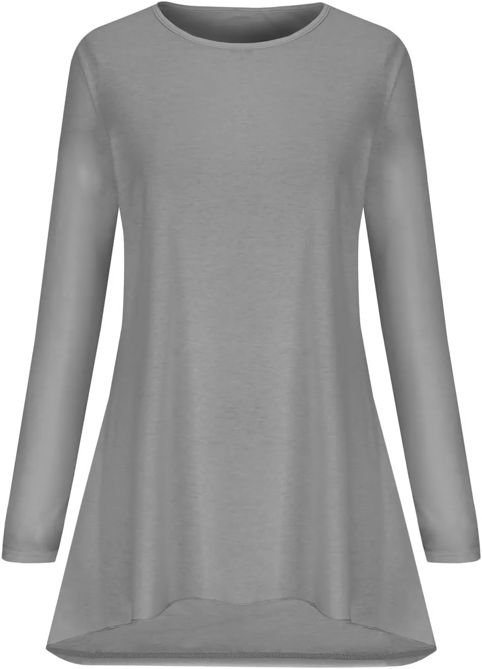 Long Sleeve Tunic Tops for Women Plus Size Round Neck Flowy Asymmetrical Hem Pullover T Shirts Blouse for Leggings