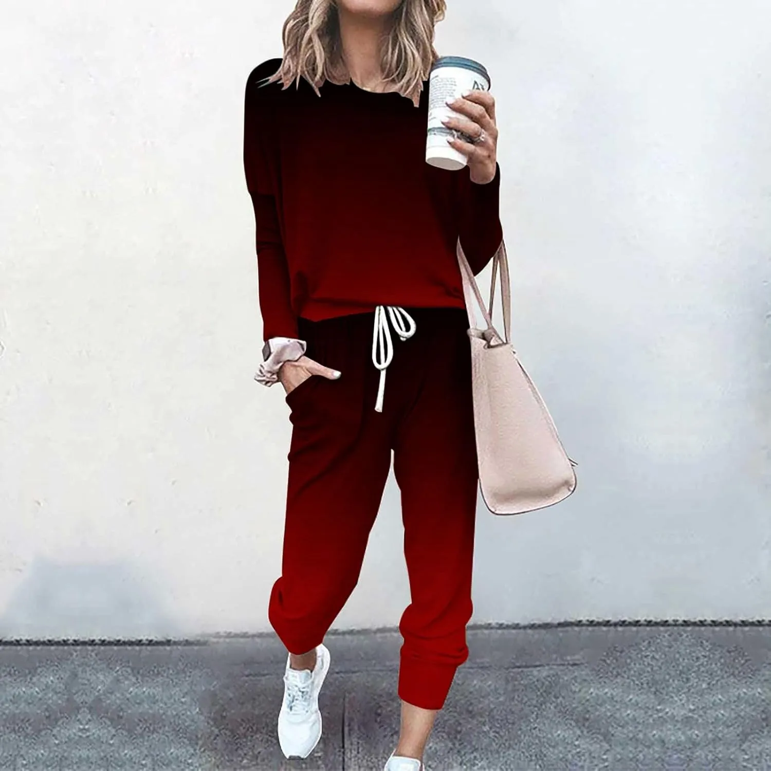 Lounge Sets for Women-2 Piece Sets for Women Jogger Sets for Women Long Sleeve Crewneck Sweatshirts With Sweatpant
