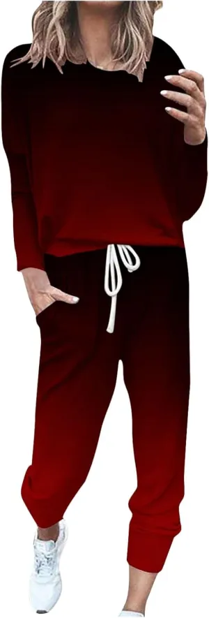 Lounge Sets for Women-2 Piece Sets for Women Jogger Sets for Women Long Sleeve Crewneck Sweatshirts With Sweatpant