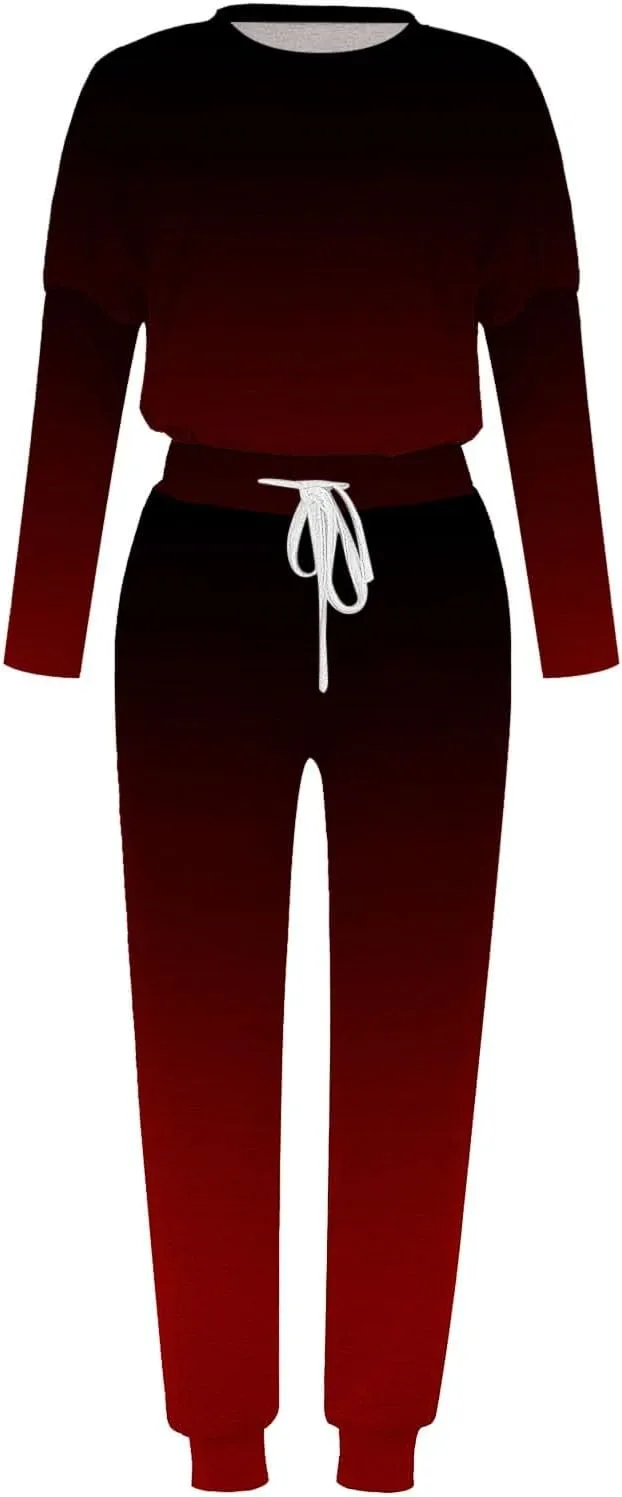 Lounge Sets for Women-2 Piece Sets for Women Jogger Sets for Women Long Sleeve Crewneck Sweatshirts With Sweatpant