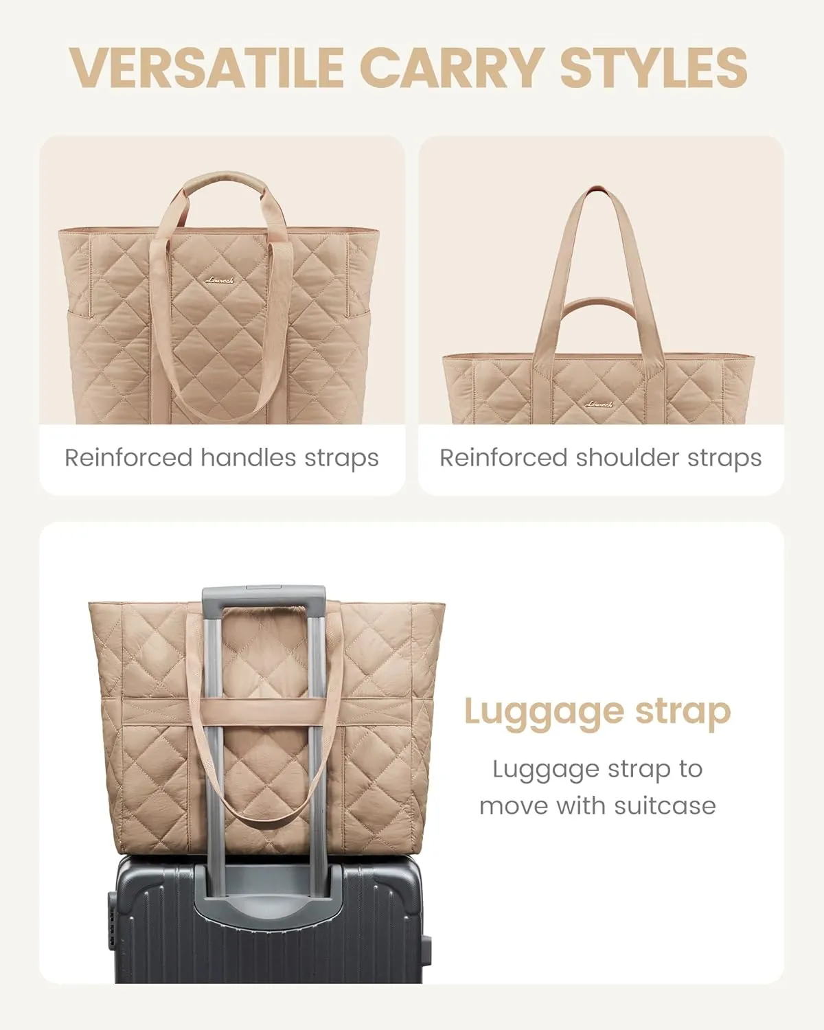 LOVEVOOK Tote Bag for Women,Large Puffer Tote Bag with Zipper,Quilted Puffy Work Bag Purse for Travel Beach Gym Weekend