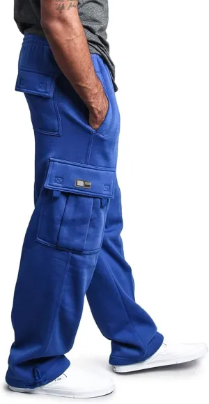 Men Cargo Combat Work Pant Yoga Jogger Summer Soft Sweat Pants Loose Open Hem Elastic Waist Lounge Pants