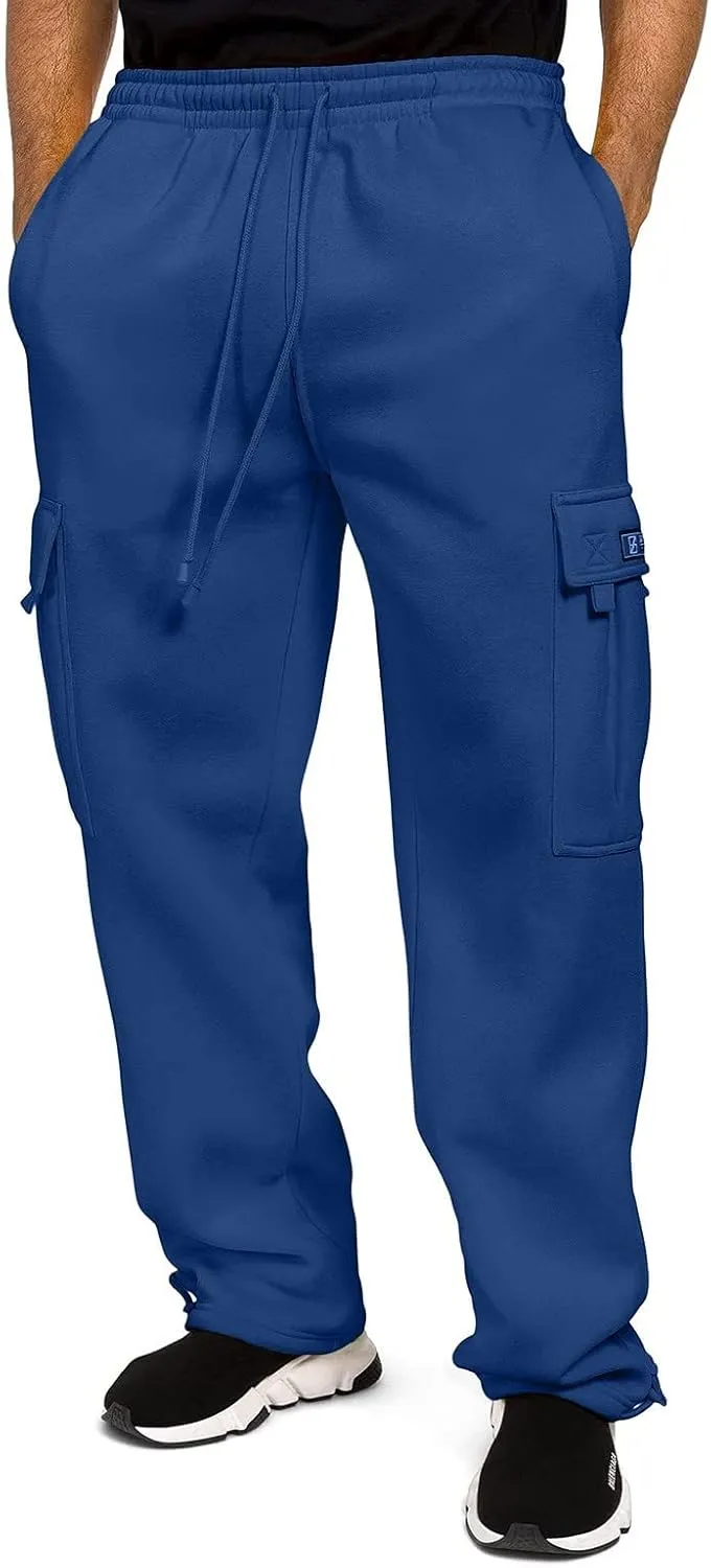Men Cargo Combat Work Pant Yoga Jogger Summer Soft Sweat Pants Loose Open Hem Elastic Waist Lounge Pants