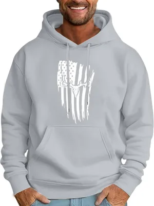 Mens American Flag Graphic Hoodie Casual Hooded Sweatshirts Outdoor Fashion Shirt Long Sleeve Patriotic Spring Tops