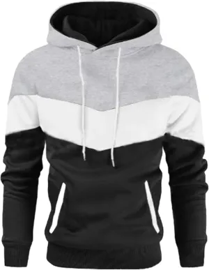 Mens Color Block Hoodies Pullover Drawstring Hooded Sweatshirts Gym Athletic Spring Shirt Long Sleeve Fashion Tops