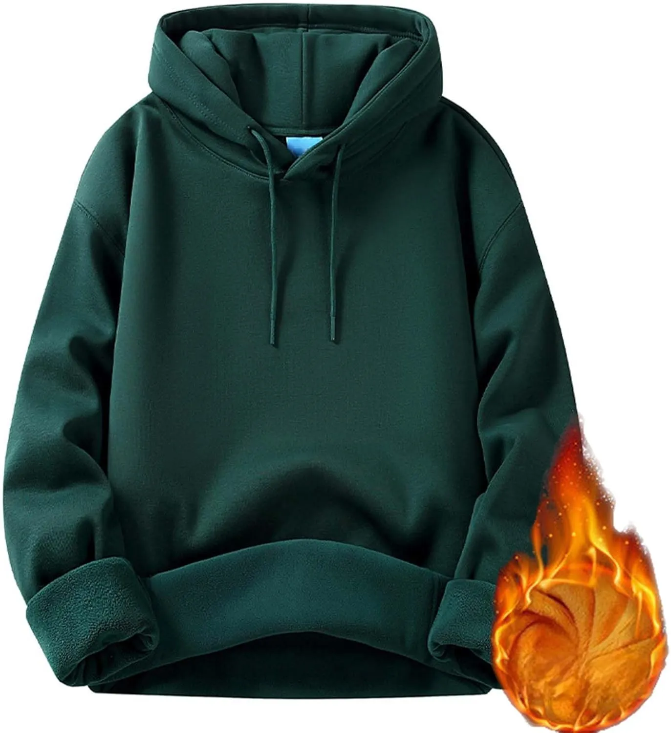 Men's Fleece Pullover Hoodie Warm Winter Hooded Sweatshirt Men Casaul Plain Shirt Long Sleeve with Kangaroo Pocket
