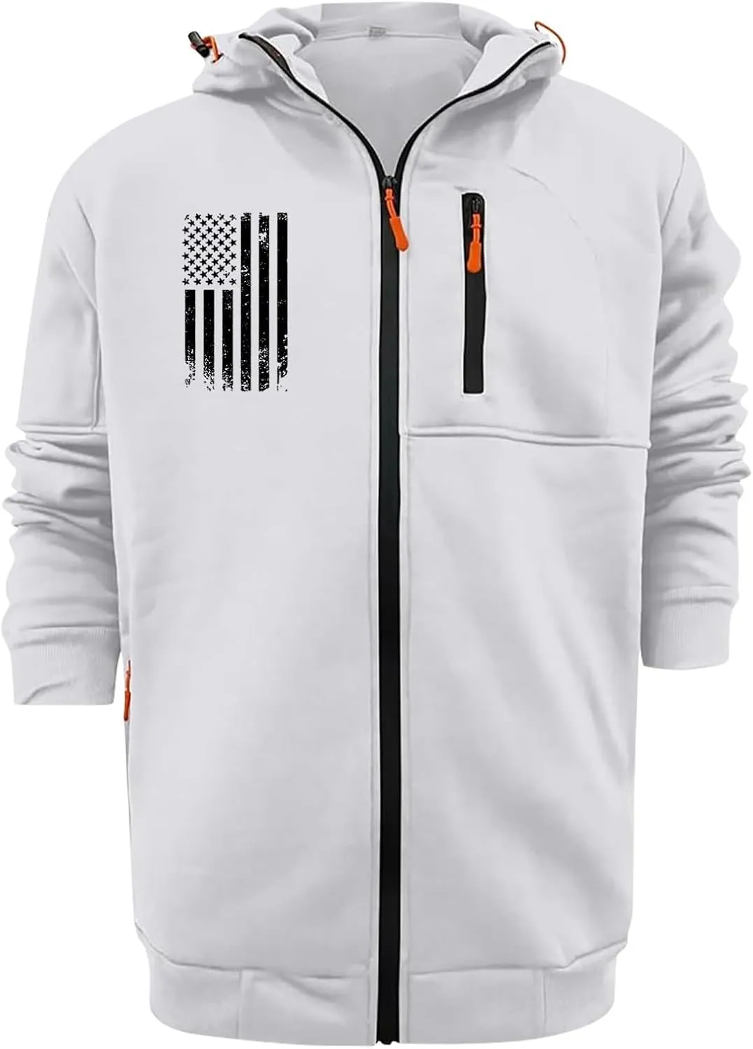 Mens Graphic Hoodies Zip Up USA Flag Hooded Sweatshirts Casual Trendy Patriotic Spring Shirt Long Sleeve Fashion Tops