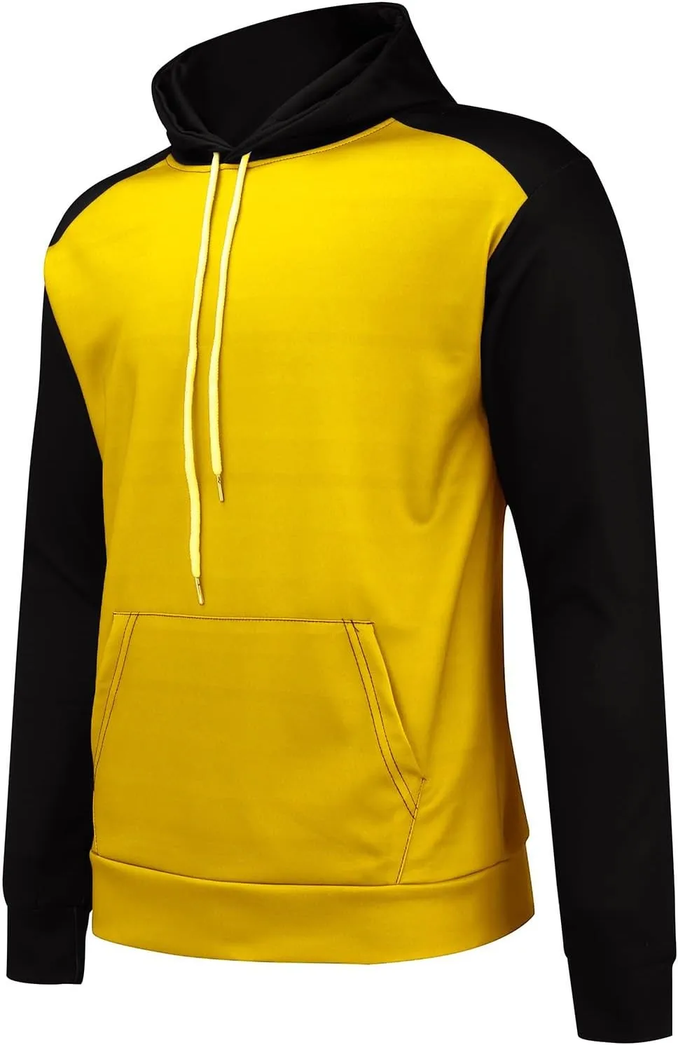 Mens Hooded Sweatshirts Long Sleeve Pullover Patchwork Hoodie Casual Drawstring Baseball Hoodie Color Block Fall Tops