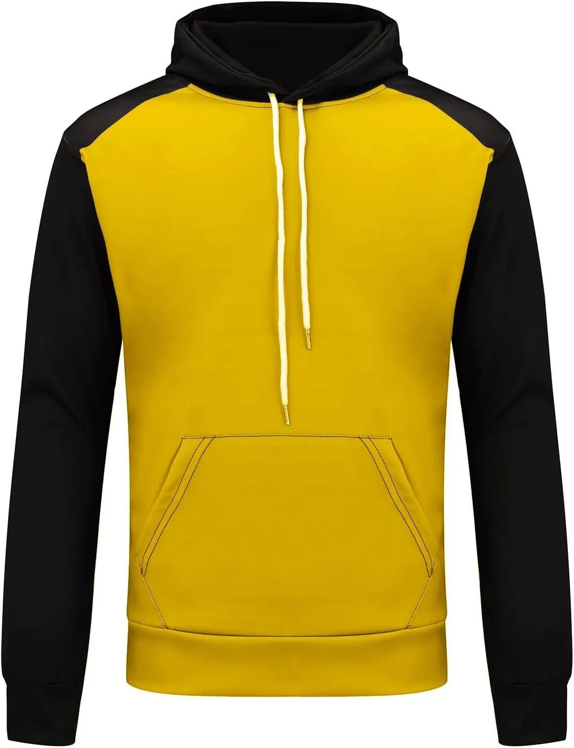 Mens Hooded Sweatshirts Long Sleeve Pullover Patchwork Hoodie Casual Drawstring Baseball Hoodie Color Block Fall Tops