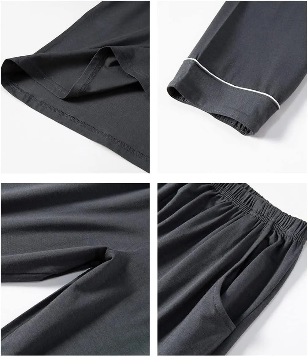 Men's Modal Sleepwear, 2pcs Pajamas Sets Nightwear T-Shirt   Lounge Pants, Plus Size Home Wear, for All Seasons (Color : A, Size : Large)