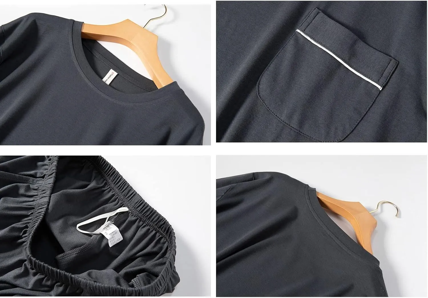 Men's Modal Sleepwear, 2pcs Pajamas Sets Nightwear T-Shirt   Lounge Pants, Plus Size Home Wear, for All Seasons (Color : A, Size : Large)