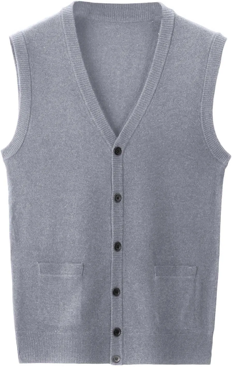 Men's Sleeveless Sweater Vest Button Down Knitted Lightweight Comfort V-Neck Cotton Solid Color Vest Pullover