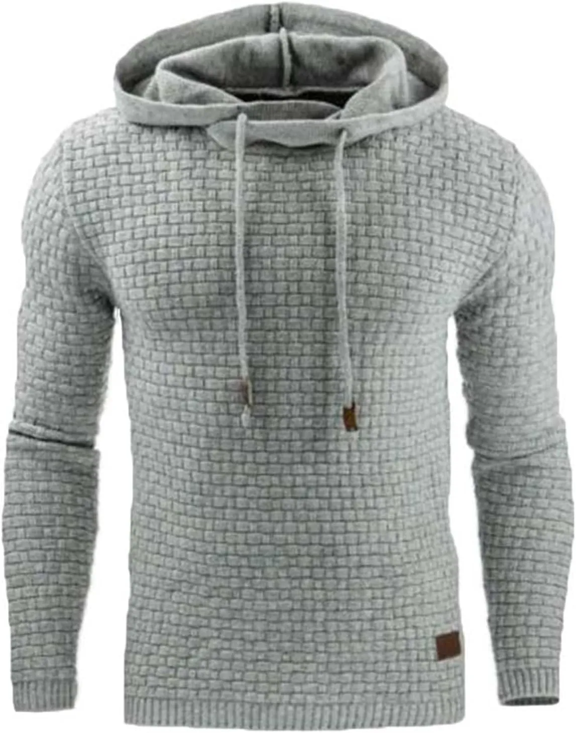 Men's Waffle Hoodie Sweatshirts Long Sleeve Pullover Palin Plaid Jacquard Fall Hoodie Casual Drawstring Hoodies Tops