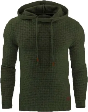 Men's Waffle Hoodie Sweatshirts Long Sleeve Pullover Palin Plaid Jacquard Fall Hoodie Casual Drawstring Hoodies Tops