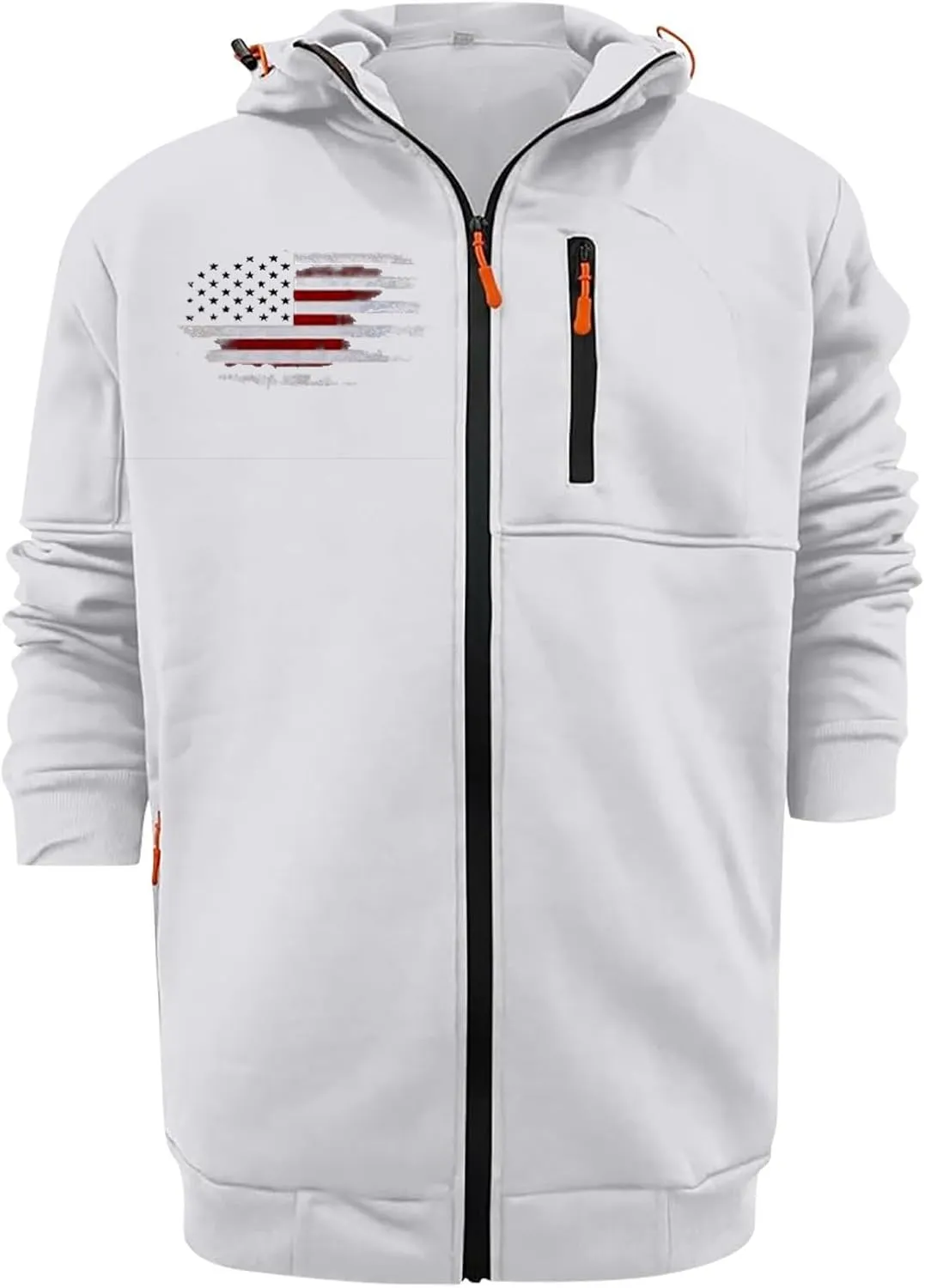 Mens Zip Up Hoodies American Flag Cross Graphic Shirt Long Sleeve Lightweight Casual Patriotic Spring Sweatshirts Top