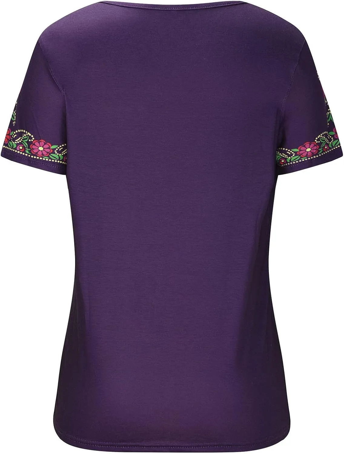 Mexican Shirt for Women 2024 Fashion Mexican Embroidered Blouse Ethnic Style Tees Boho Floral Print Short Sleeve Tops