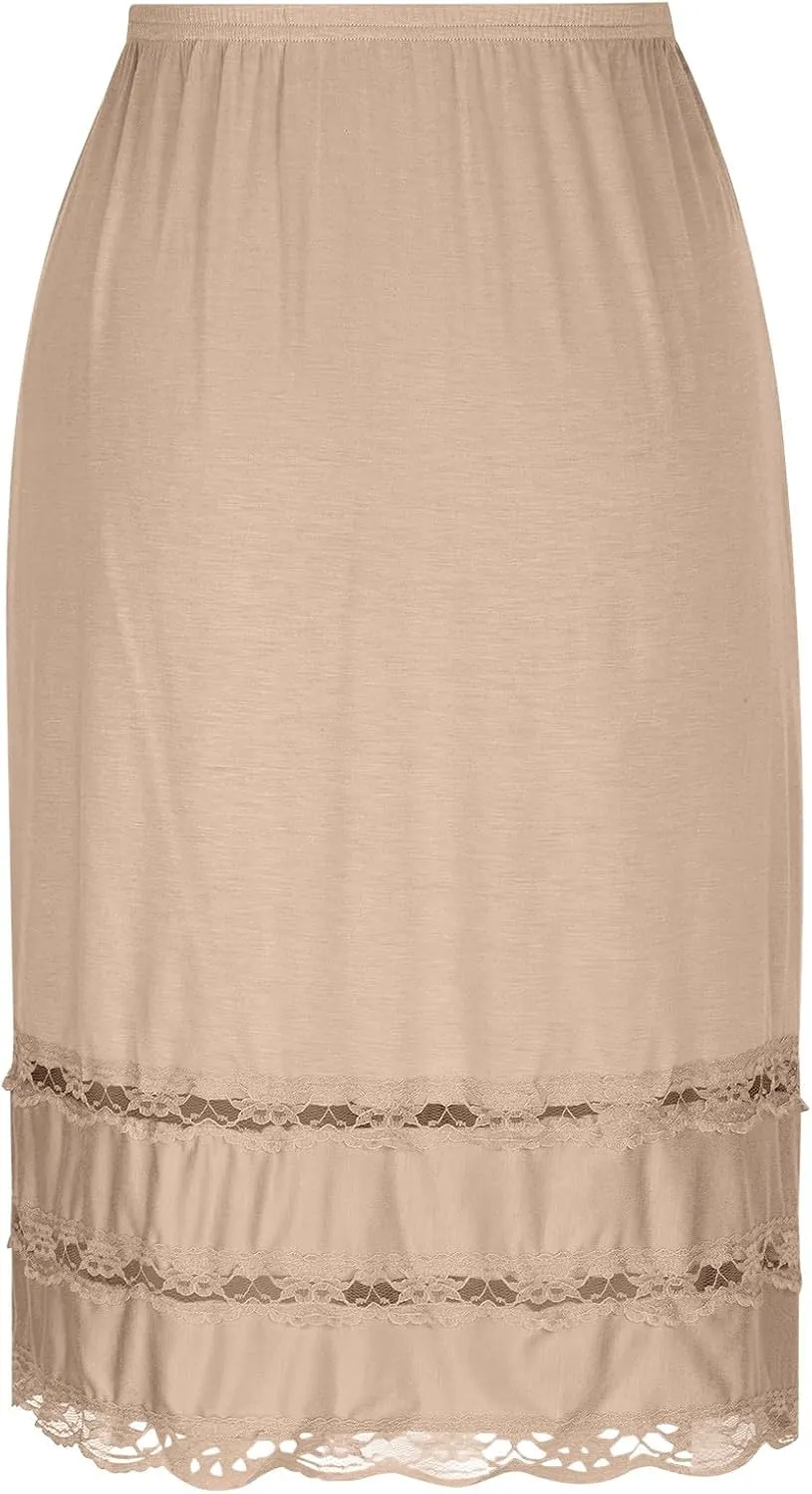 Midi Skirts Half Slips for Women Plus Size Underskirt Dress Extender Lace Trim Knee Length Skirt Casual Cozy Cloths