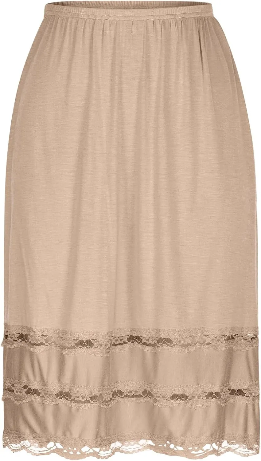Midi Skirts Half Slips for Women Plus Size Underskirt Dress Extender Lace Trim Knee Length Skirt Casual Cozy Cloths