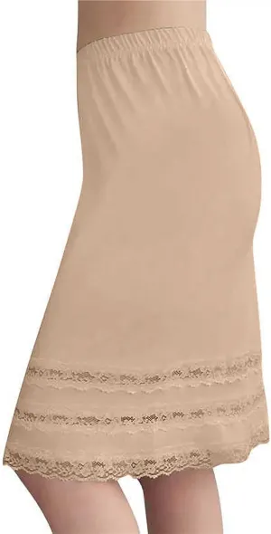 Midi Skirts Half Slips for Women Plus Size Underskirt Dress Extender Lace Trim Knee Length Skirt Casual Cozy Cloths
