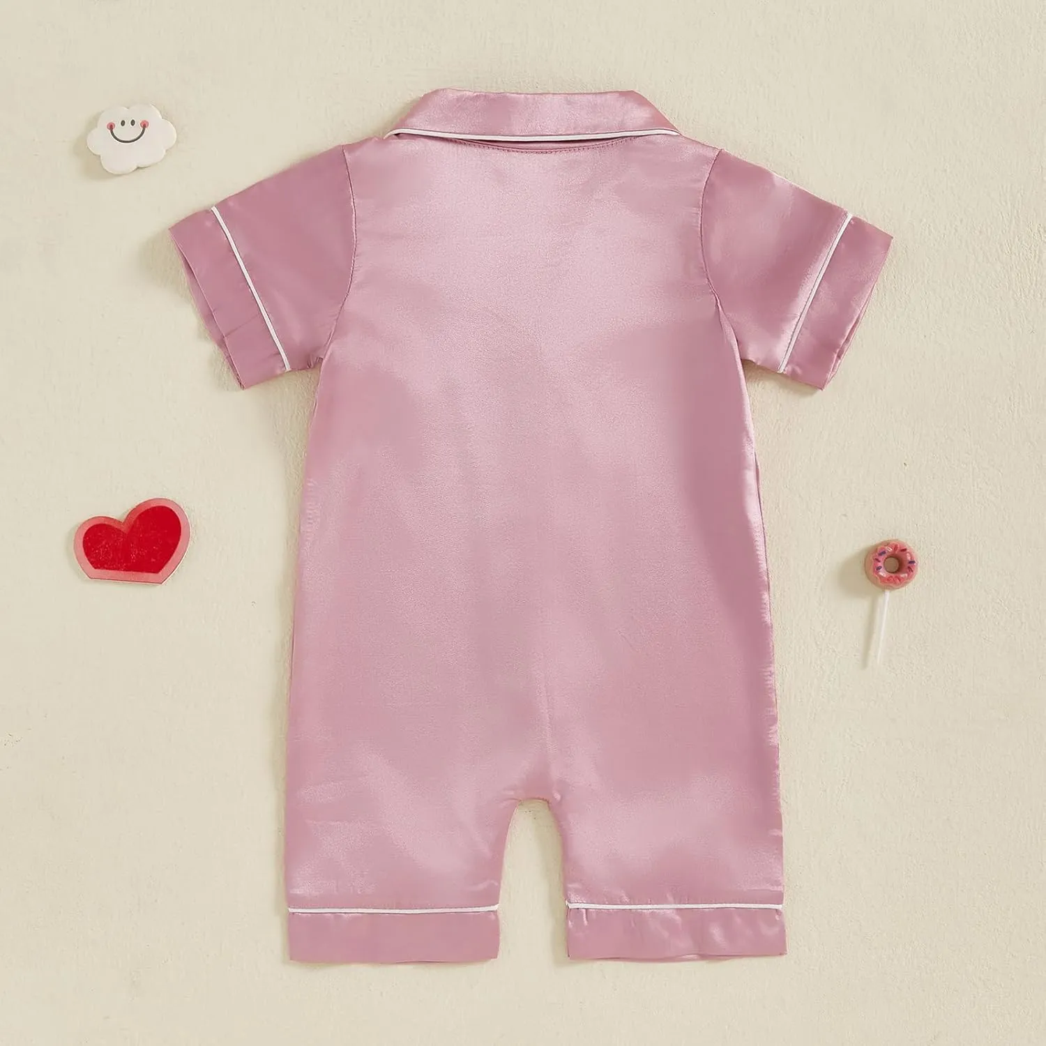 Multitrust Newborn Baby Girl Boy Silk Pajamas Rompers Button Down Short Sleeve Satin Infant Pjs One Piece Jumpsuit Shorts