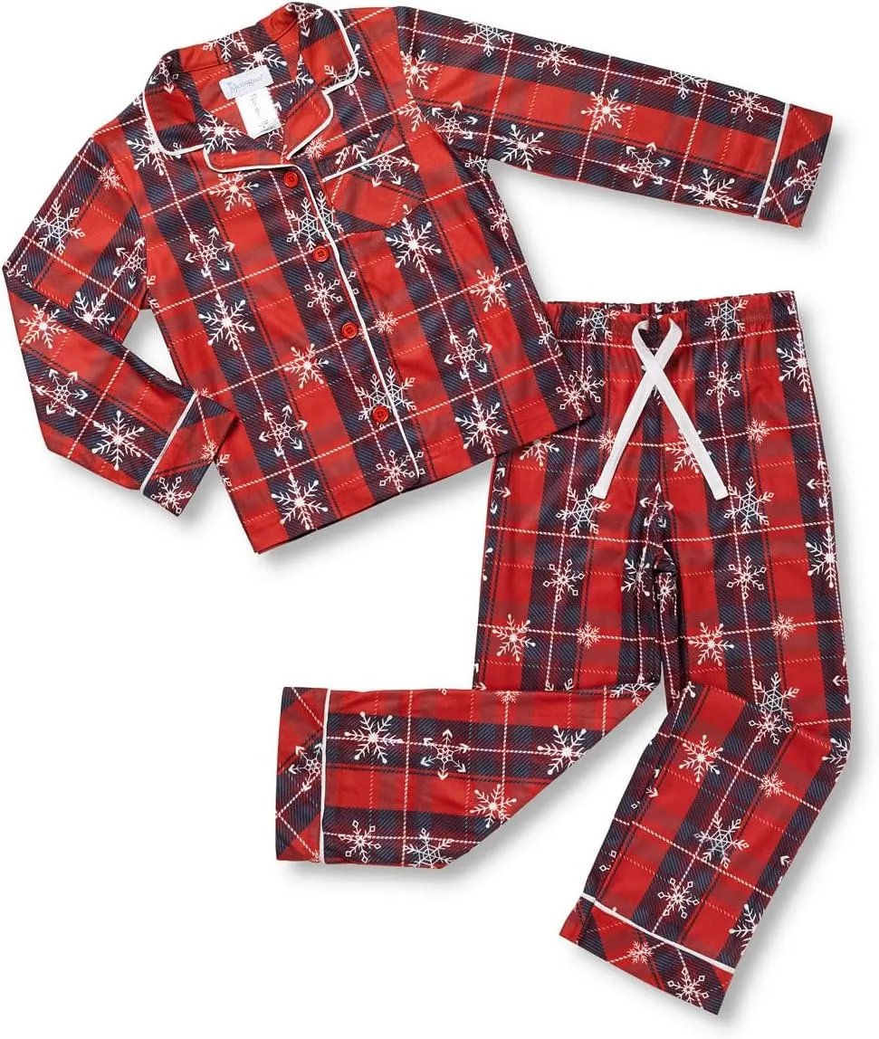PajamaGram Printed Flannel Button-Front Kids Pajamas