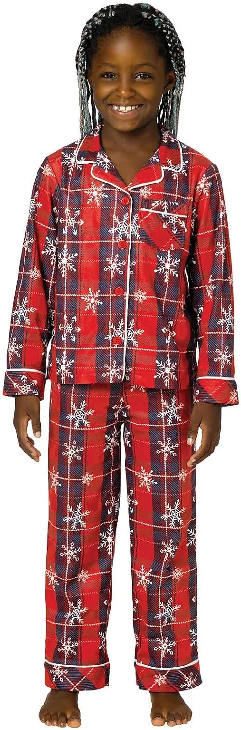 PajamaGram Printed Flannel Button-Front Kids Pajamas