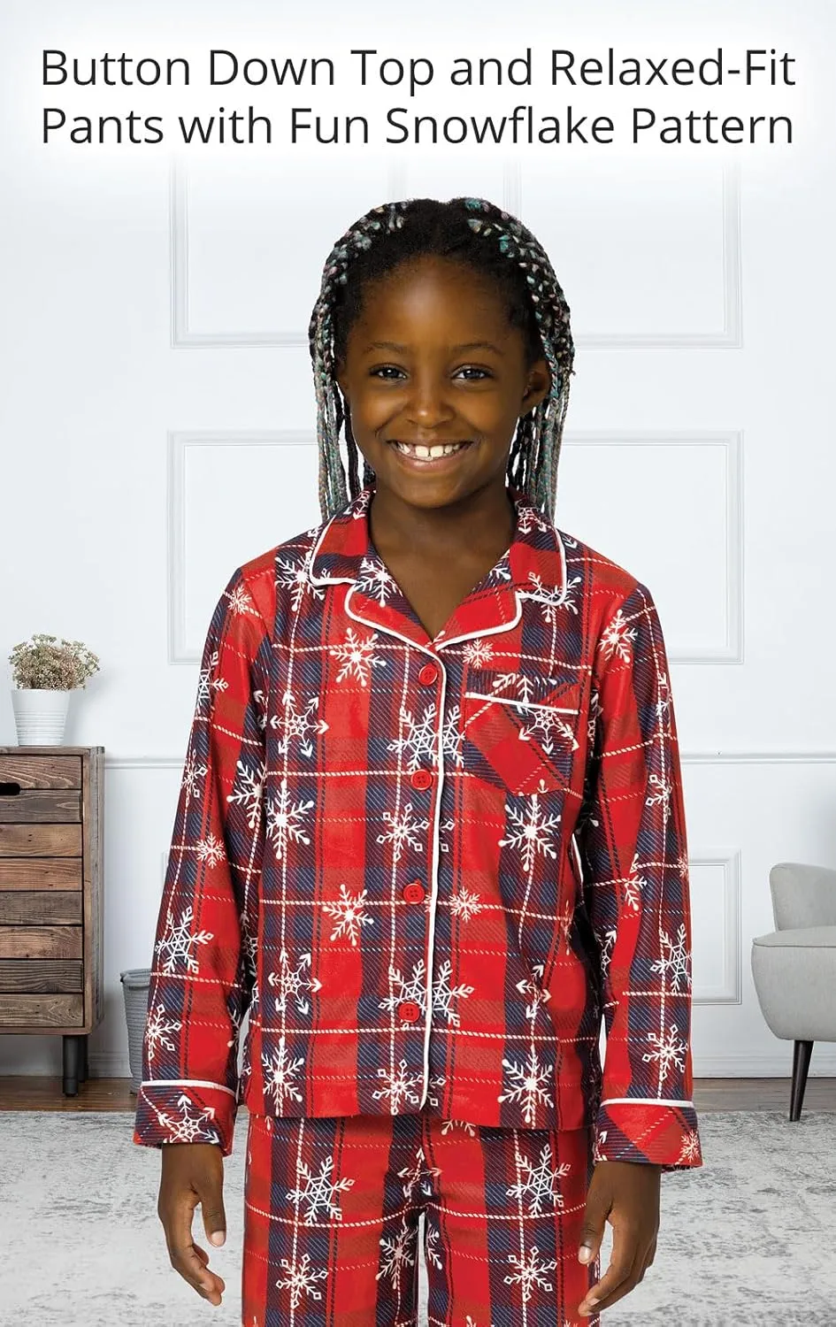 PajamaGram Printed Flannel Button-Front Kids Pajamas
