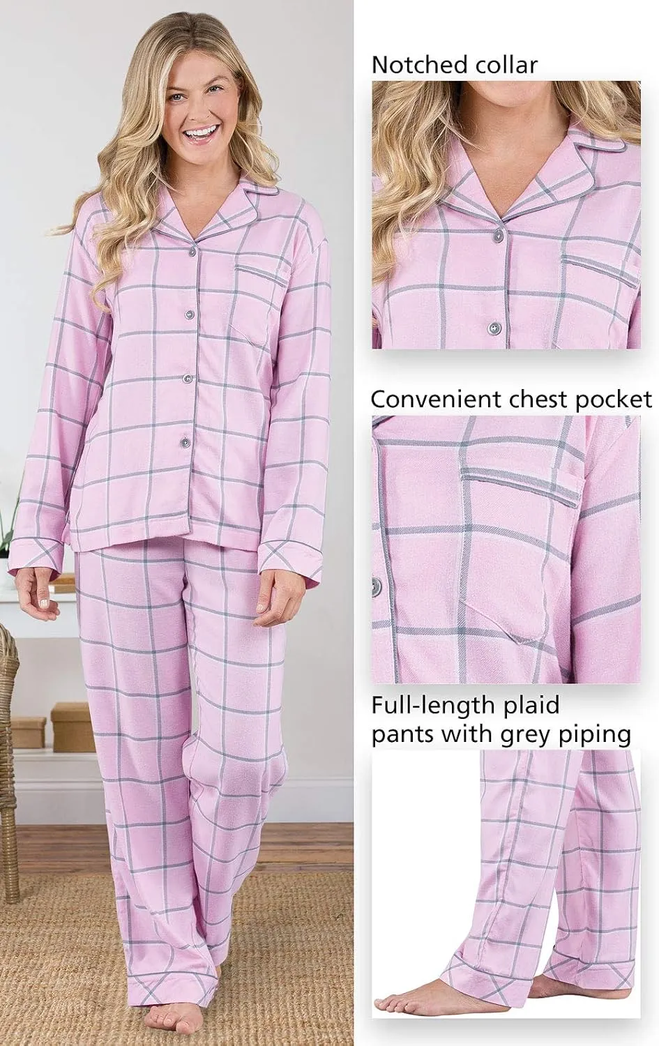 PajamaGram World's Softest Flannel Women's Boyfriend Pajamas