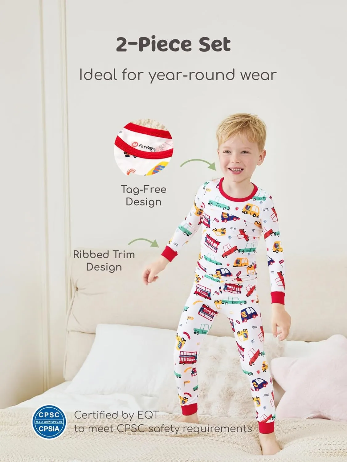 PATPAT Baby Pajama Sets with Bamboo Viscose, Snug fit Cooling Pjs for Girls Boys Kids Toddler, Cool-touch Sleepers Sleepwear