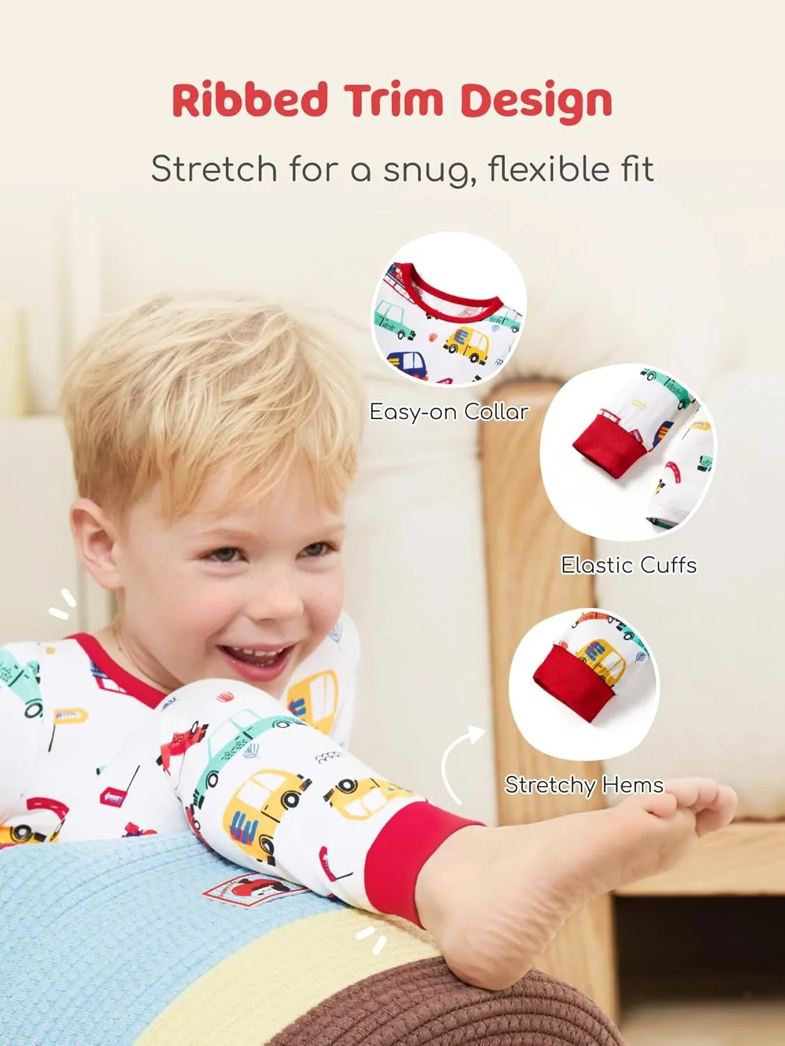 PATPAT Baby Pajama Sets with Bamboo Viscose, Snug fit Cooling Pjs for Girls Boys Kids Toddler, Cool-touch Sleepers Sleepwear