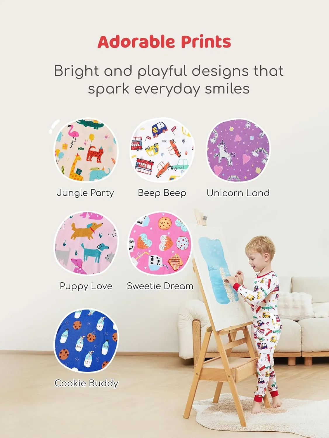 PATPAT Baby Pajama Sets with Bamboo Viscose, Snug fit Cooling Pjs for Girls Boys Kids Toddler, Cool-touch Sleepers Sleepwear