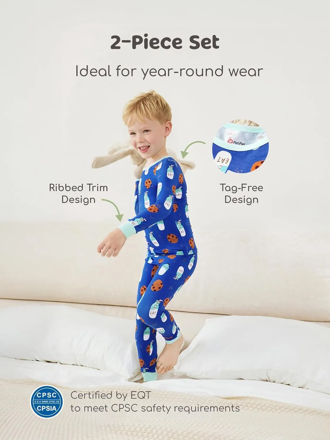 PATPAT Baby Pajama Sets with Bamboo Viscose, Snug fit Cooling Pjs for Girls Boys Kids Toddler, Cool-touch Sleepers Sleepwear