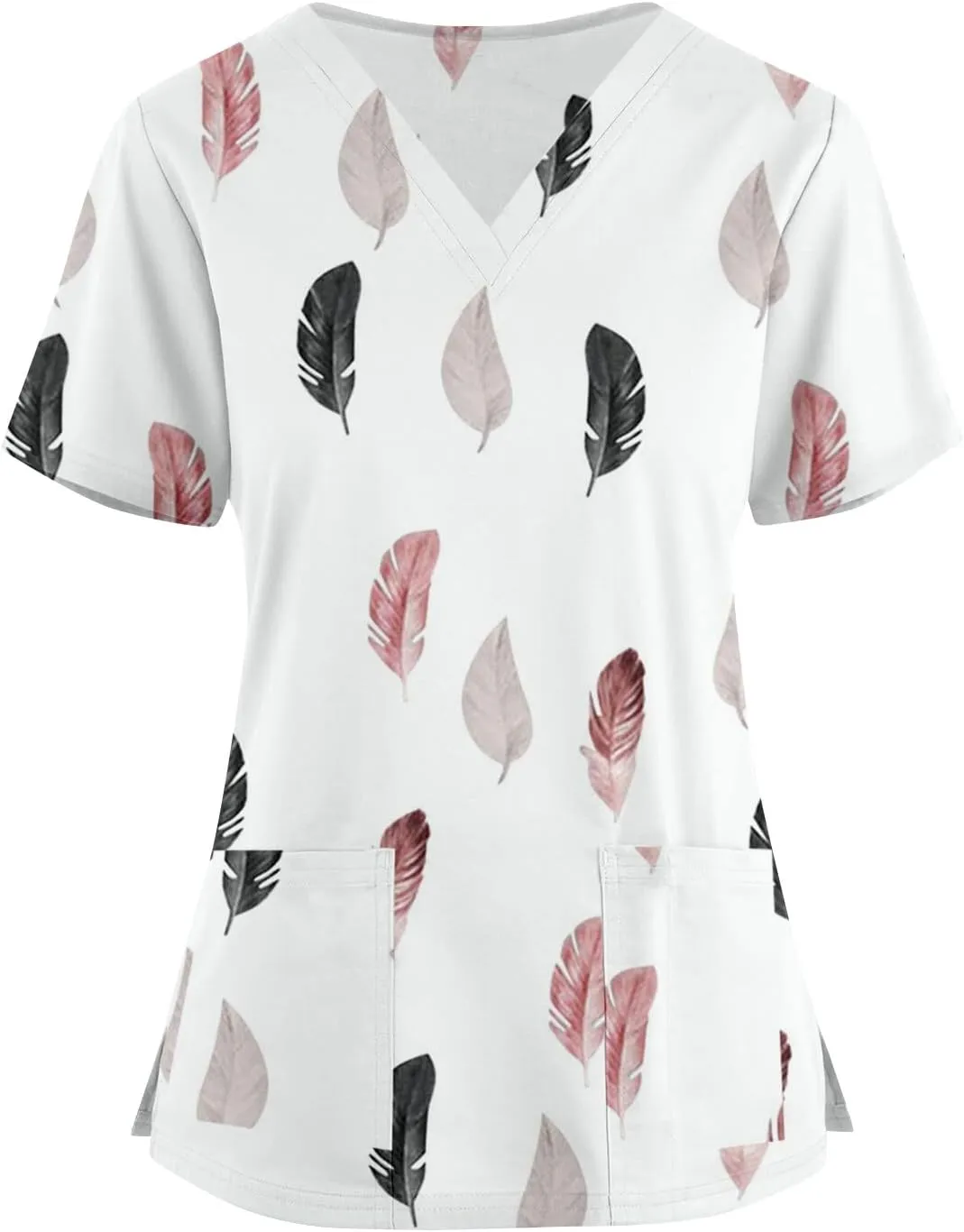 Plus Size Scrubs for Women Cartoon Cute Printed Scrub Tops Women Medical Nursing Tops Stretchy Scrub Shirts for Women