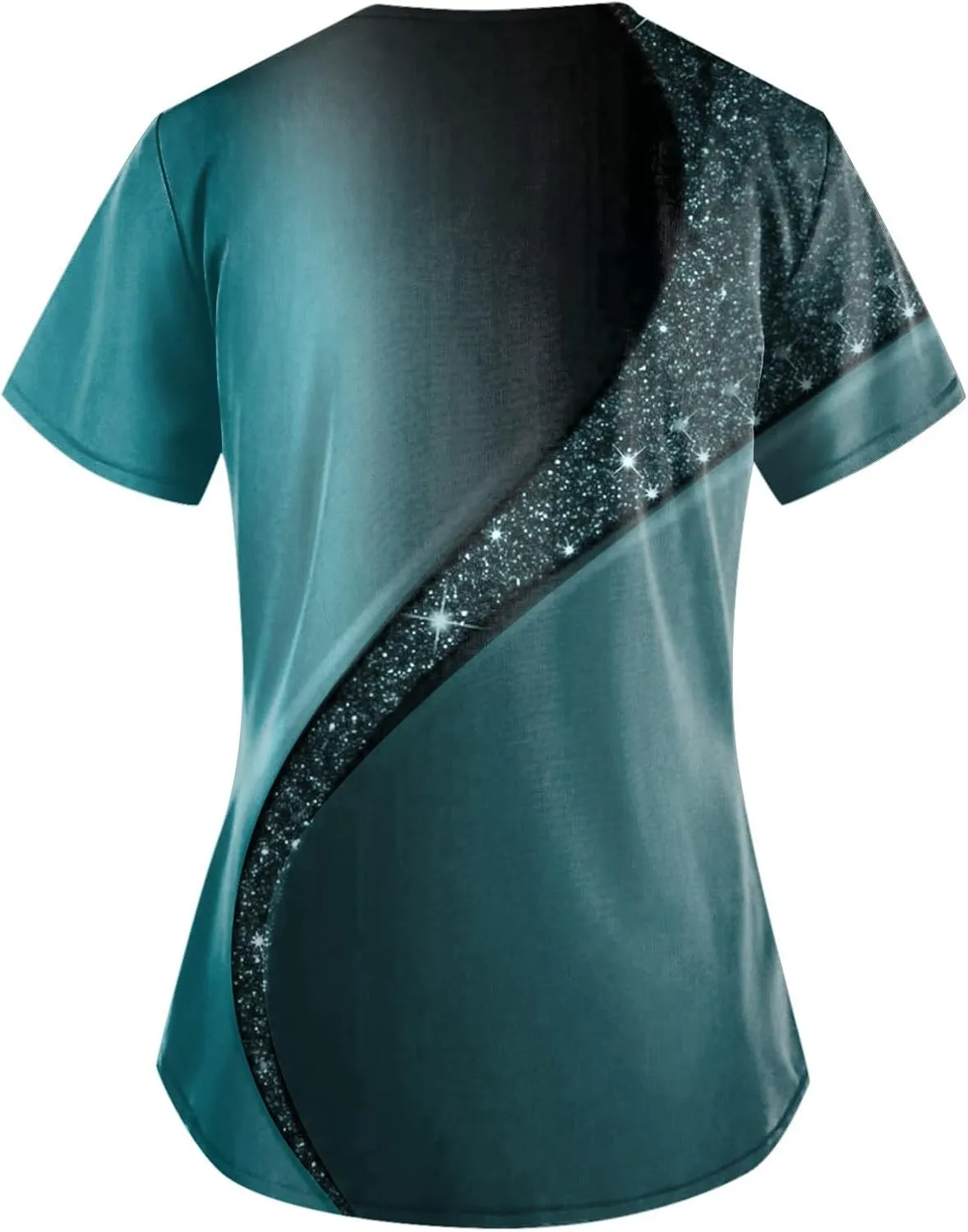 Plus Size Scrubs for Women Cartoon Cute Printed Scrub Tops Women Medical Nursing Tops Stretchy Scrub Shirts for Women