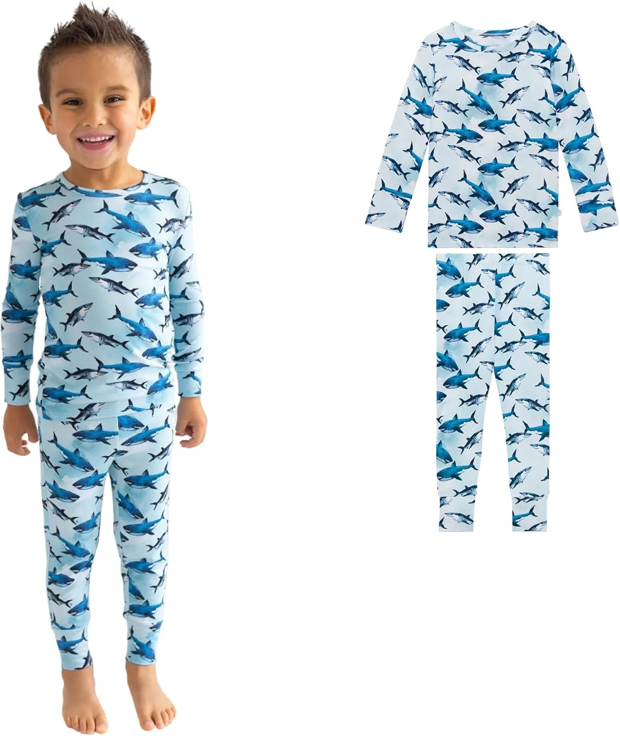Posh Peanut Boys Pajamas - PJs for Kids Made of Soft Viscose from Bamboo, Long Sleeve Toddler PJs & Matching Boys Pajama Sets