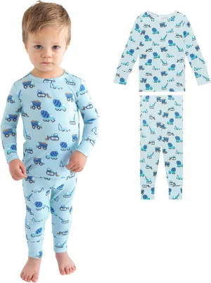 Posh Peanut Boys Pajamas - PJs for Kids Made of Soft Viscose from Bamboo, Long Sleeve Toddler PJs & Matching Boys Pajama Sets