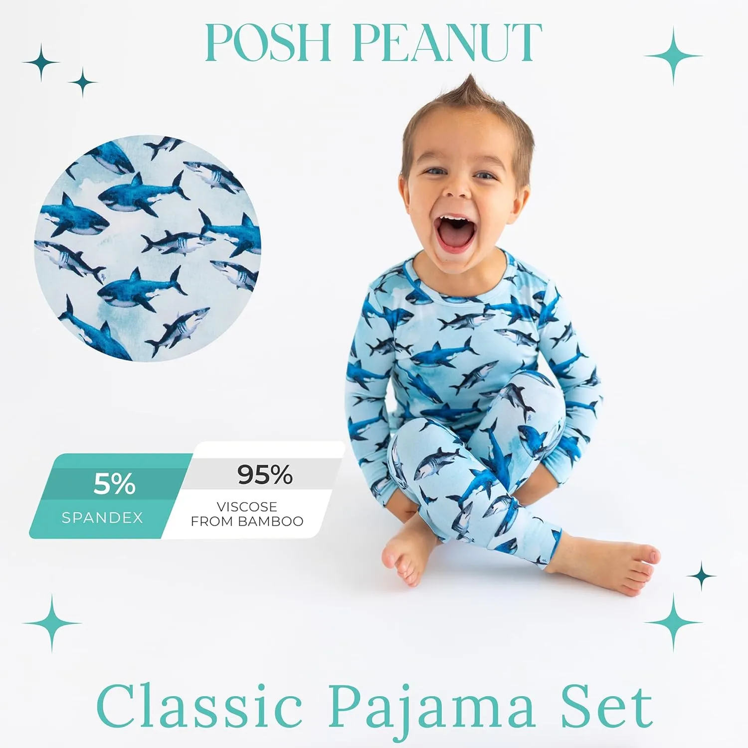 Posh Peanut Boys Pajamas - PJs for Kids Made of Soft Viscose from Bamboo, Long Sleeve Toddler PJs & Matching Boys Pajama Sets