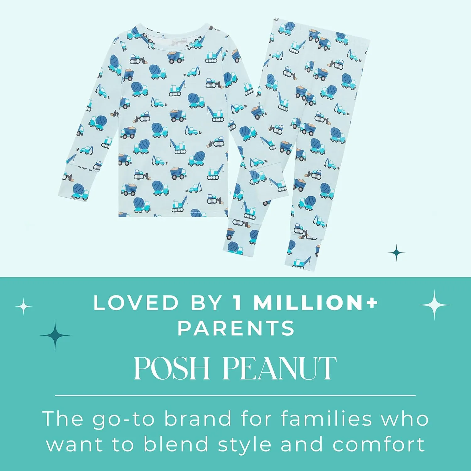Posh Peanut Boys Pajamas - PJs for Kids Made of Soft Viscose from Bamboo, Long Sleeve Toddler PJs & Matching Boys Pajama Sets