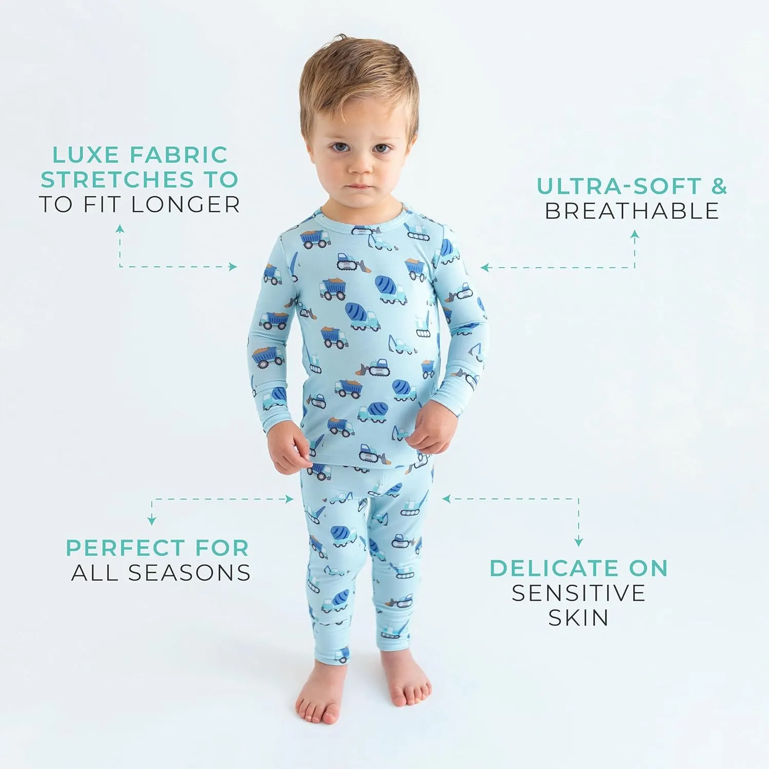 Posh Peanut Boys Pajamas - PJs for Kids Made of Soft Viscose from Bamboo, Long Sleeve Toddler PJs & Matching Boys Pajama Sets