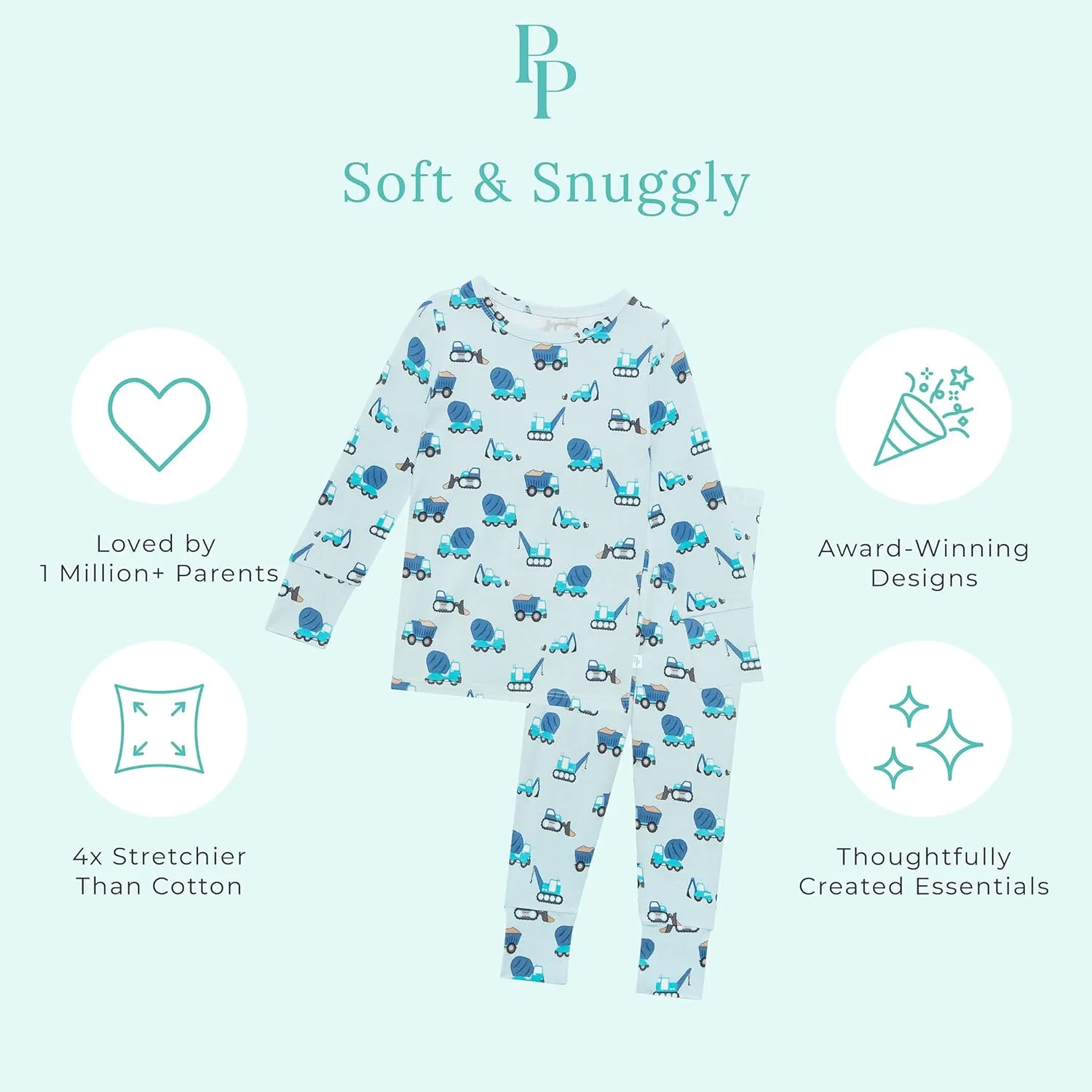 Posh Peanut Boys Pajamas - PJs for Kids Made of Soft Viscose from Bamboo, Long Sleeve Toddler PJs & Matching Boys Pajama Sets