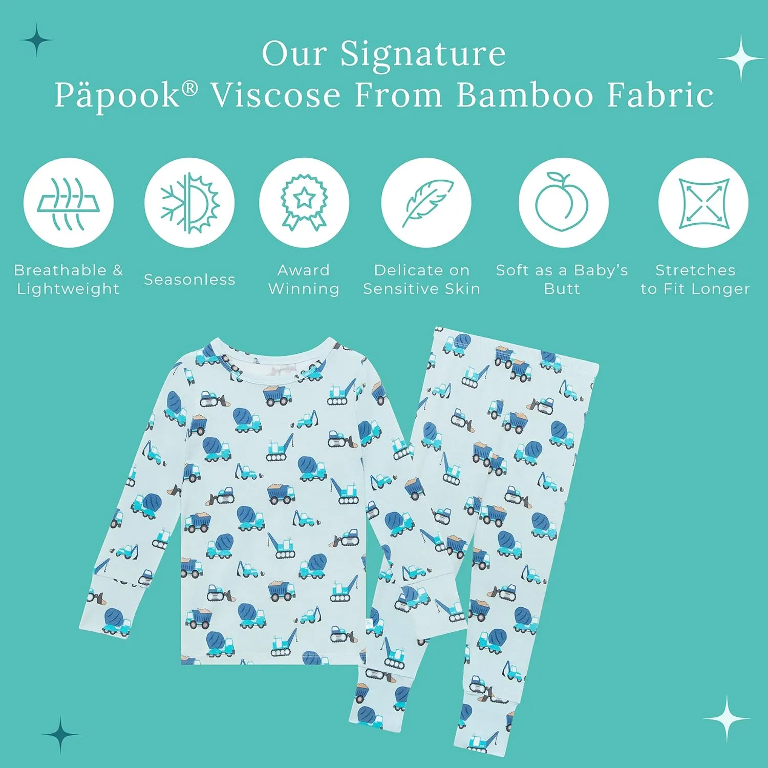 Posh Peanut Boys Pajamas - PJs for Kids Made of Soft Viscose from Bamboo, Long Sleeve Toddler PJs & Matching Boys Pajama Sets