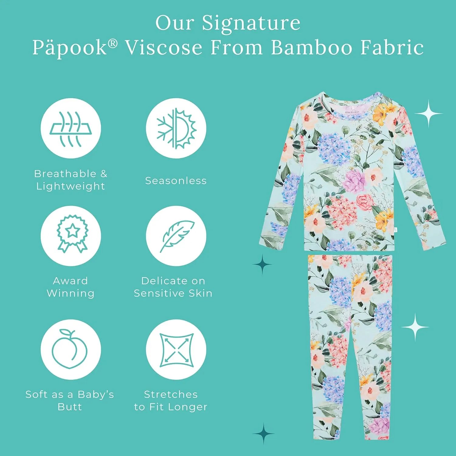 Posh Peanut Girls Pajamas - Soft, Viscose from Bamboo PJs for Kids - Matching, Long Sleeve Toddler Pajamas for Girls
