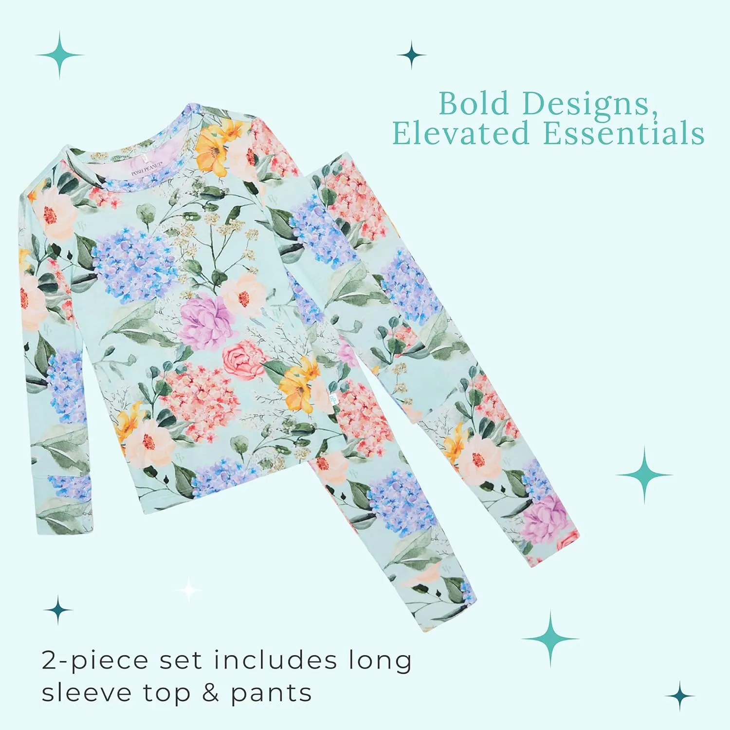 Posh Peanut Girls Pajamas - Soft, Viscose from Bamboo PJs for Kids - Matching, Long Sleeve Toddler Pajamas for Girls