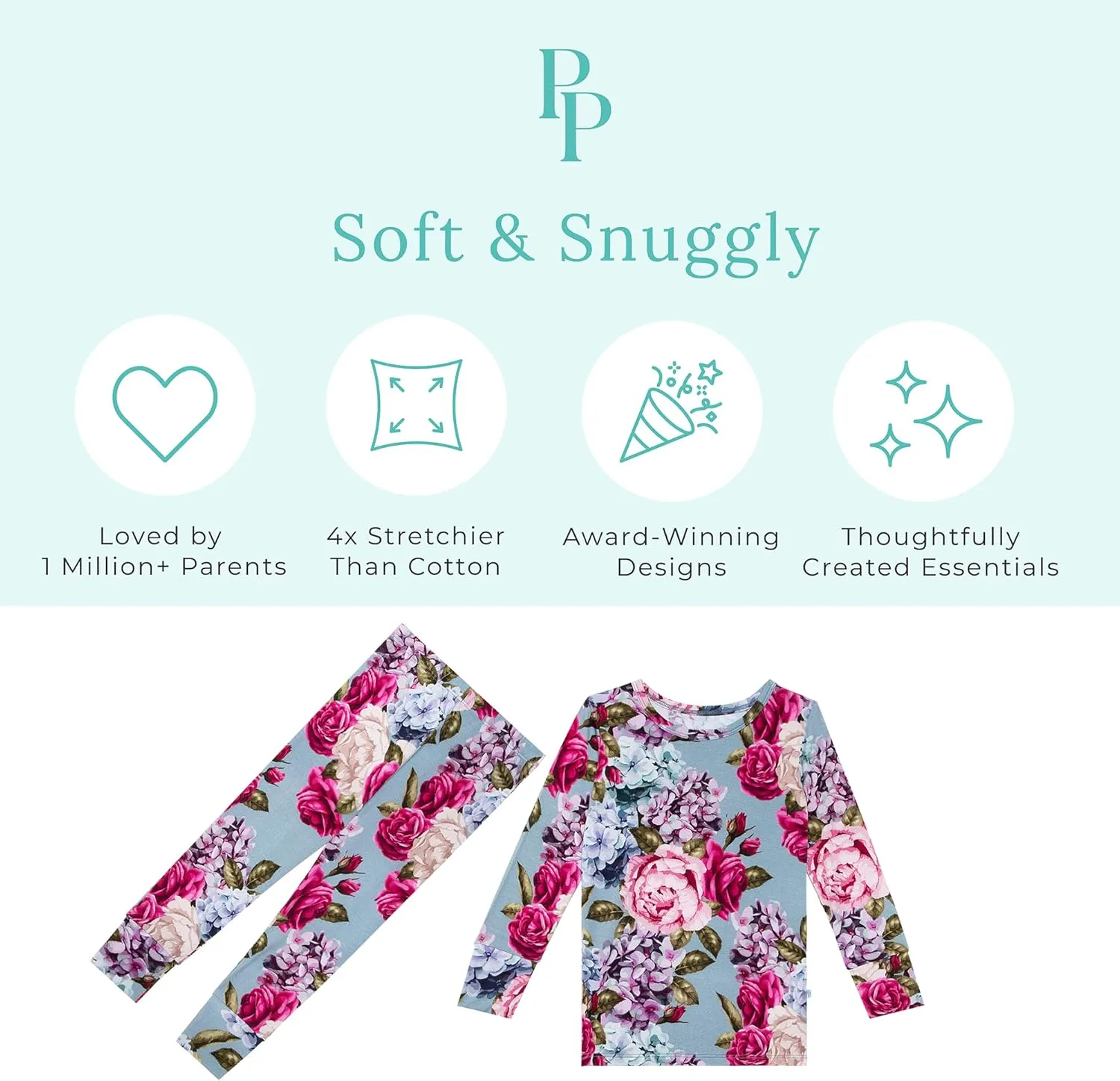 Posh Peanut Girls Pajamas - Soft, Viscose from Bamboo PJs for Kids - Matching, Long Sleeve Toddler Pajamas for Girls