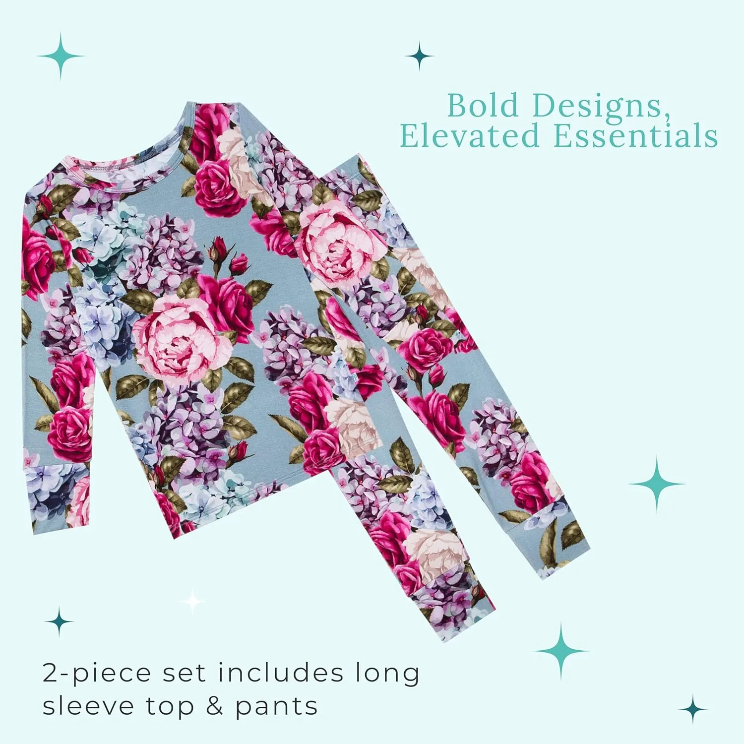 Posh Peanut Girls Pajamas - Soft, Viscose from Bamboo PJs for Kids - Matching, Long Sleeve Toddler Pajamas for Girls